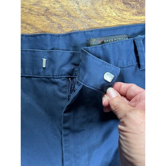 Greg Norman Mens Shorts 40 Navy Blue Flat Front- 100% Cotton - Picture 4 of 6